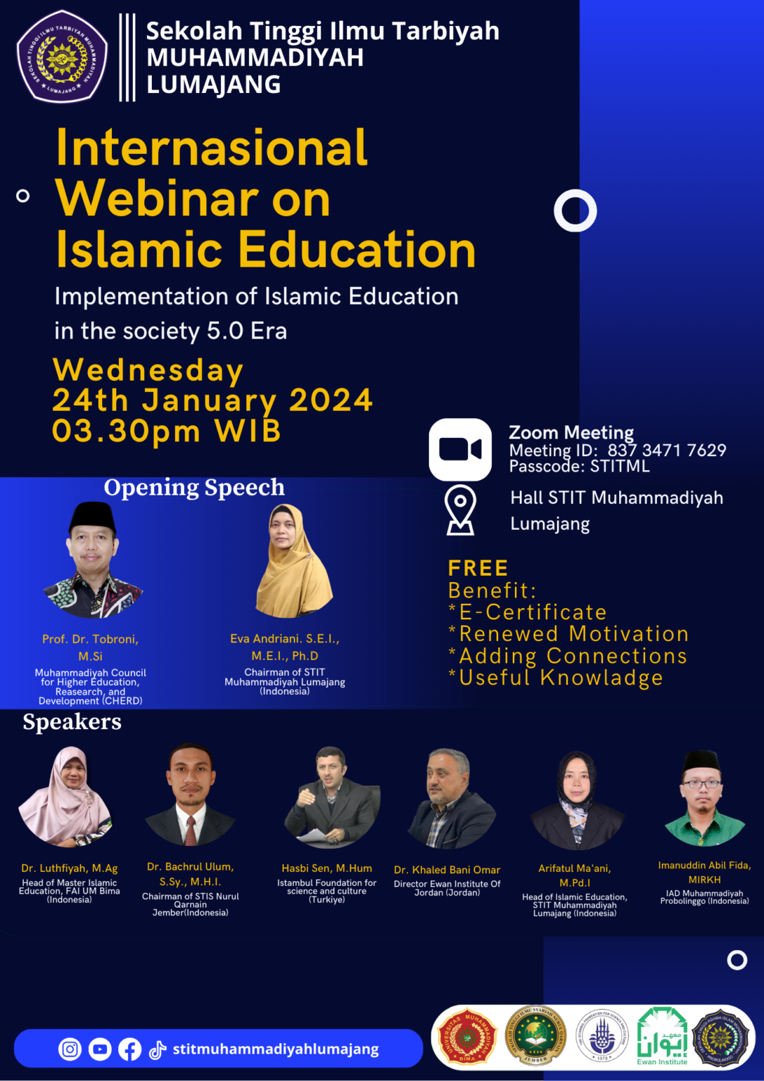 Interasional webinar on Islamic educatin; Implementasion on Islamic Education on 5.0 Era